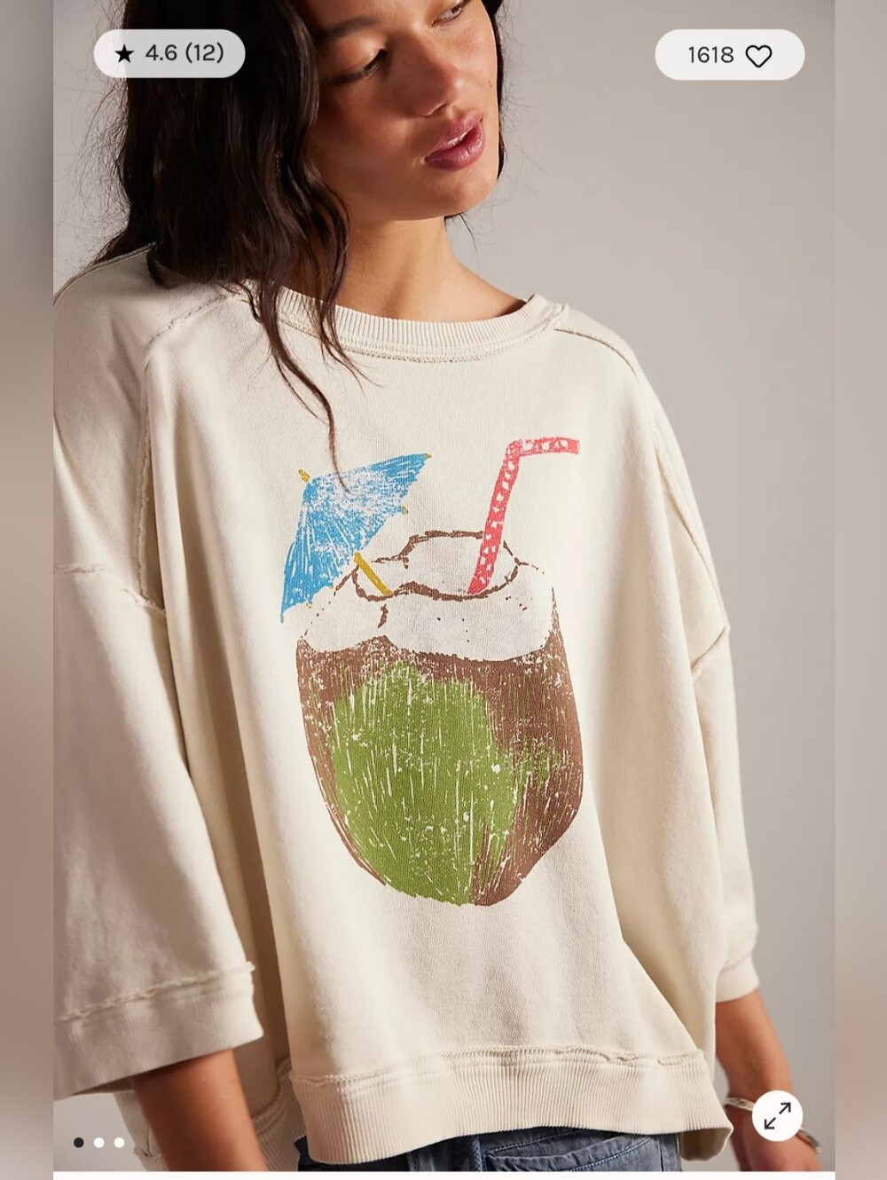 NWT We The Free Everything Printed Pullover Coconut Combo - Picture 1 of 9